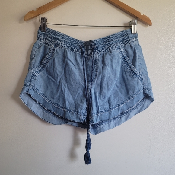 Ann Taylor Loft, Chambray Drawstring Shorts, Blue, Size XS - Picture 1 of 5